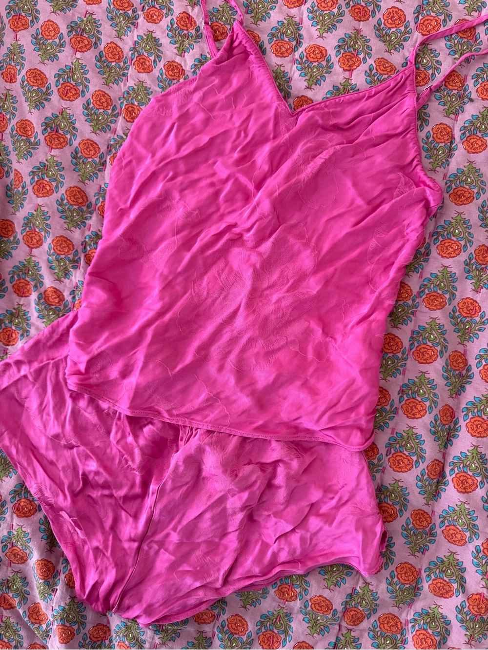 VS Silky Pink Floral Slip Pajamas